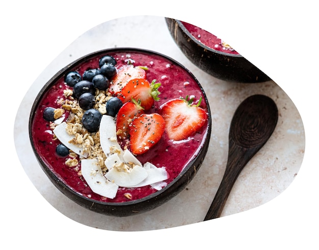 Acai bowl png badge sticker foto de comida saudável em forma de bolha fundo transparente