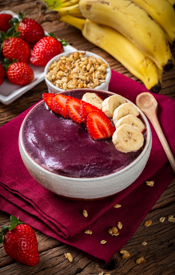 Foto açaí congelado na tigela açaí brasileiro