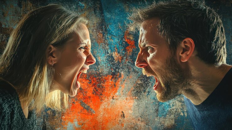 Una acalorada discusión entre dos personas con voces alzadas que ilustra un conflicto interpersonal agresivo