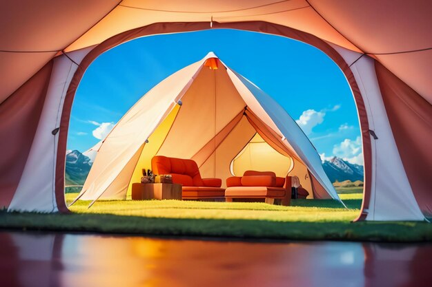 Acampada al aire libre tienda de campaña ocio relajación herramientas de viaje campo supervivencia descanso fondo de papel tapiz
