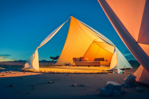 Acampamento ao ar livre tenda lazer relaxamento ferramentas de viagem campo sobrevivência descanso papel de parede fundo