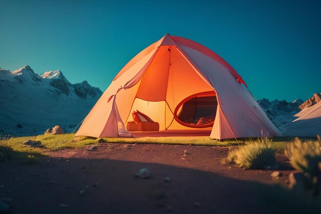 Acampamento ao ar livre tenda lazer relaxamento ferramentas de viagem campo sobrevivência descanso papel de parede fundo