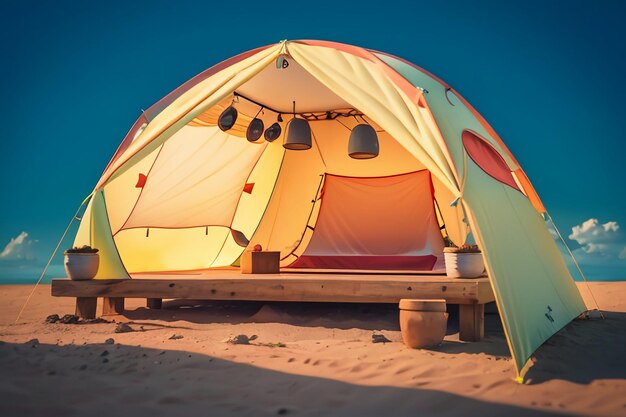 Acampamento ao ar livre tenda lazer relaxamento ferramentas de viagem campo sobrevivência descanso papel de parede fundo