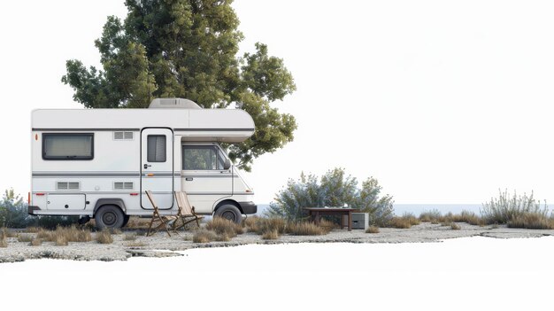 Foto acampamento de autocaravanas isolado