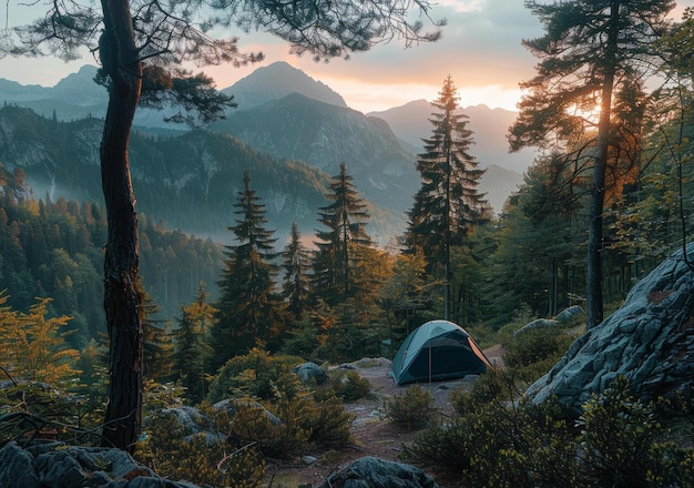 Foto acampamento nas montanhas