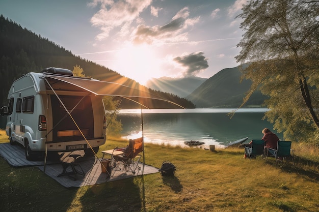 acampar à beira do lago na Alemanha