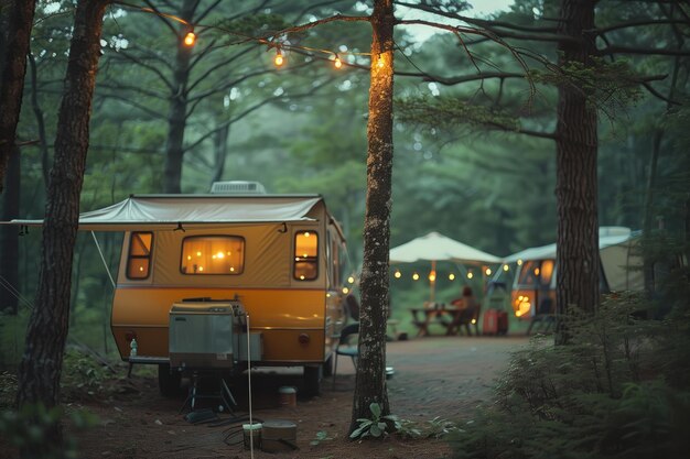 Foto acampar en el bosque ia generativa