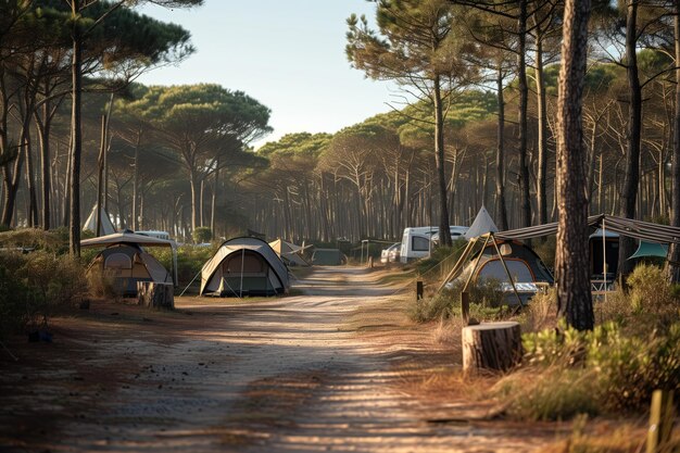 Foto acampar en el bosque ia generativa