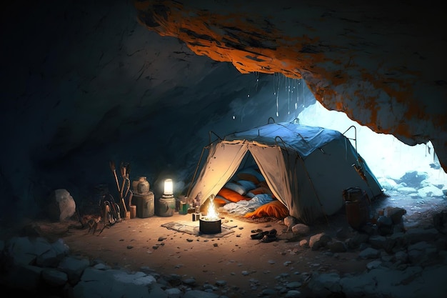 acampar en la cueva