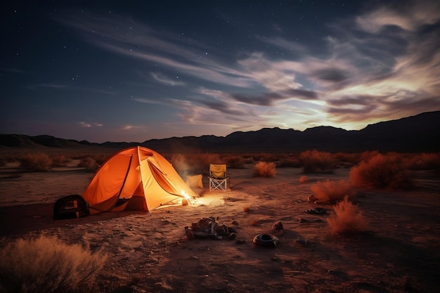 Acampar en el desierto en medio de la nada IA generativa