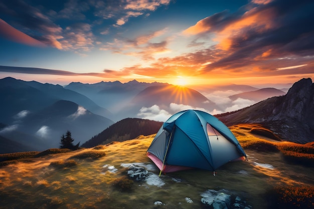 acampar en las montañas IA generativa