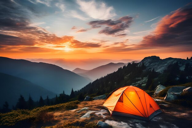 acampar en las montañas IA generativa