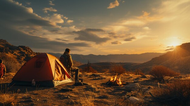 Acampar no deserto no meio