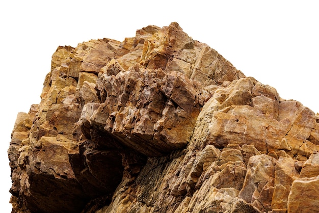 Acantilado roca piedra detalles texturas y patrones sobre fondo blanco.