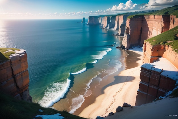 Un acantilado con vista al mar