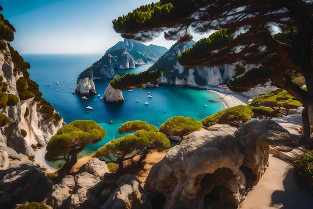 Un acantilado con vistas a una playa con vistas al océano y los acantilados.