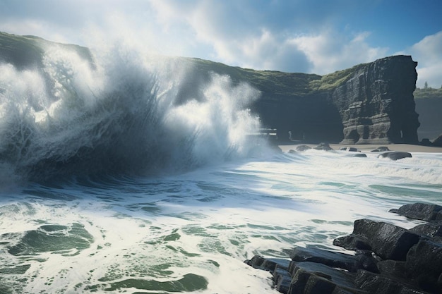 Los acantilados costeros las olas del océano