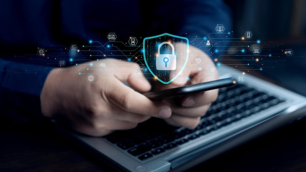 Acceso a la clave de bloqueo de ciberseguridad y cifrado acceso seguro a la información personal de los usuarios