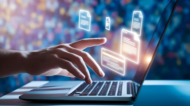 Acceso y gestión de documentos y archivos digitales en línea utilizando una computadora portátil