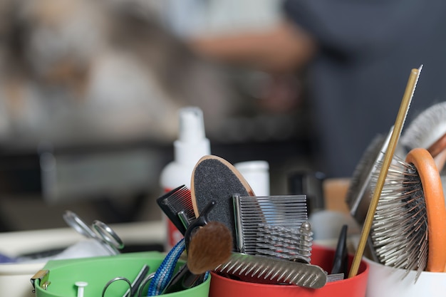 Accesorios para el aseo y cortauñas para gatos y perros.