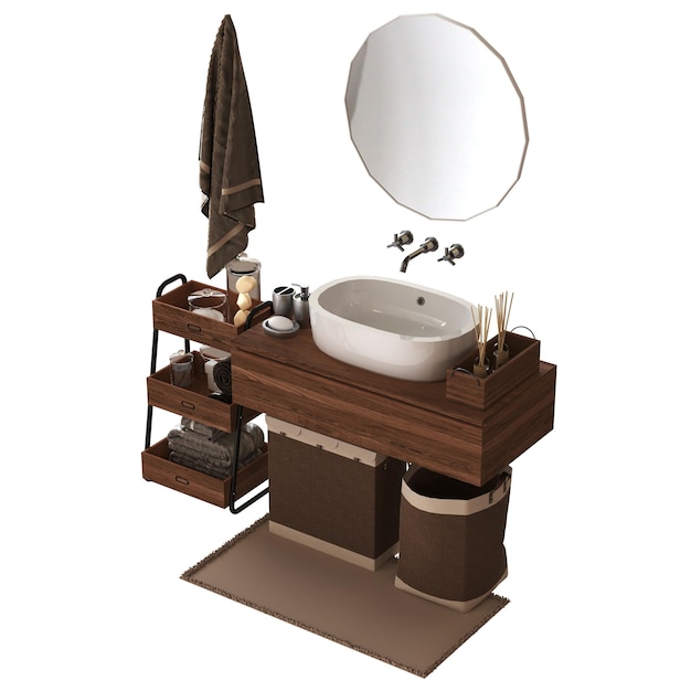 Accesorios de baño aislados sobre fondo blanco bidé ilustración 3D cg render