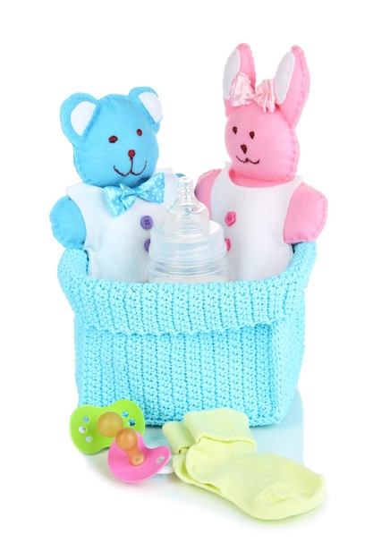 Accesorios para bebés aislados en blanco