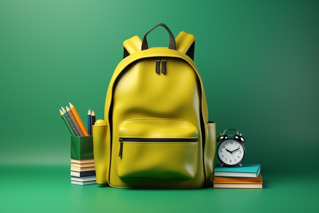 Accesorios escolares con bolsa escolar en verde