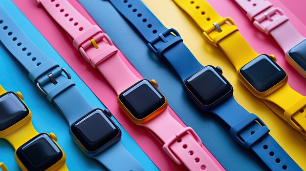 Accesorios de moda infundidos con tecnología relojes inteligentes bandas de fitness fondo de color sólido 4k ultra hd