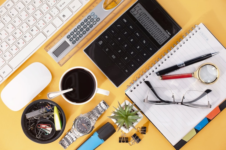 Foto accesorios de oficina para la gestión empresarial