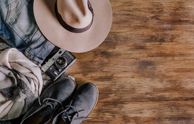 Accesorios de viaje trajes Zapatos de jeans cámara