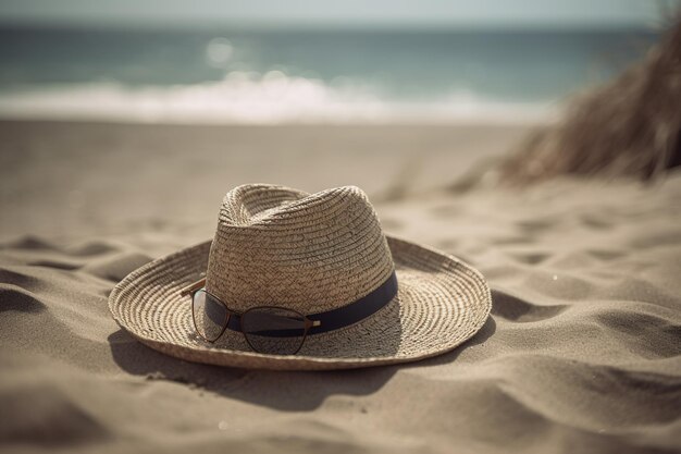 Accessoires für einen sonnigen Tag am Strand Generative KI