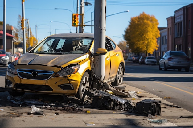 Accidente automovilístico en la carretera banner Generative AI