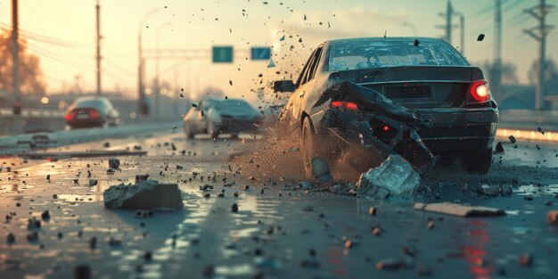 accidente automovilístico en la carretera IA generativa