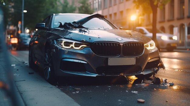 Accidente de coche en la calle IA generativa