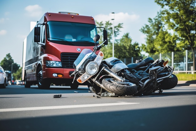 Accidente de coche y moto en el cruce Seguro de accidentes IA generativa