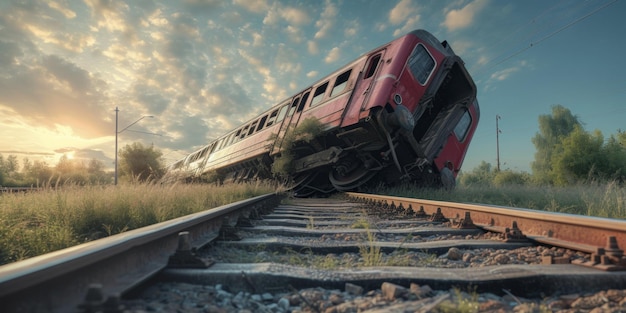 Accidente en las vías del ferrocarril el tren se desvió de las vías tragedia IA generativa