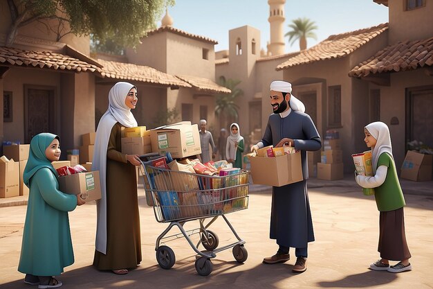 Foto acción de caridad familiar