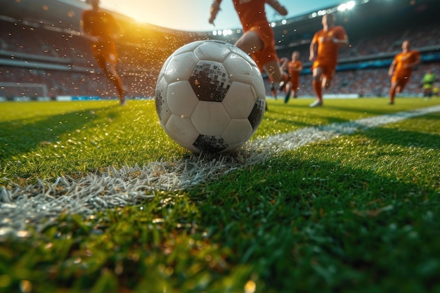 Acción dinámica de fútbol capturada mientras los jugadores participan en un emocionante partido