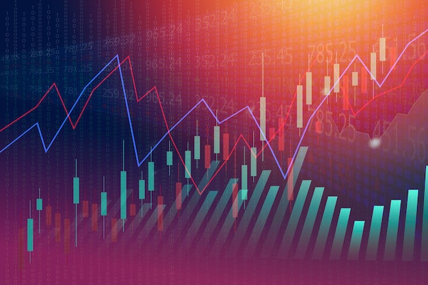 Acciones y crecimiento, gráfico estadístico que muestra las fluctuaciones en los flujos financieros y los valores económicos, imagen anual promedio del sistema financiero.