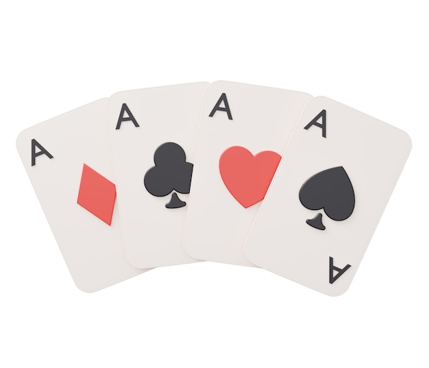 Ace card poker 3d renderização mínima ilustração criativa de jogos de azar