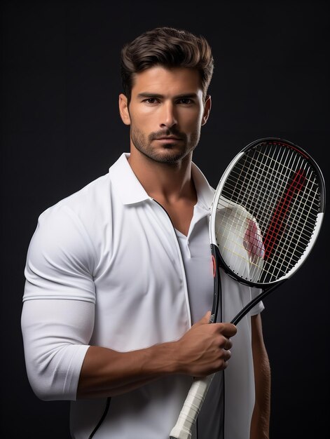 Foto ace jugador de tenis masculino en la cancha generado por la ia