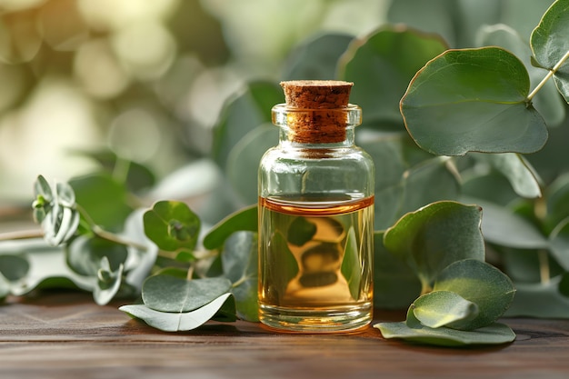 Aceite de aromaterapia de tranquilidad de eucalipto para la relajación IA generativa