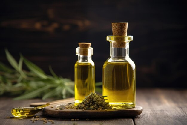 Aceite de cbd para cocinar con recetas e ingredientes creados con ai generativa