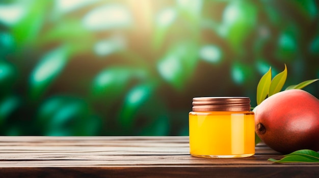 Aceite esencial de mango en una botella Generative AI Spa