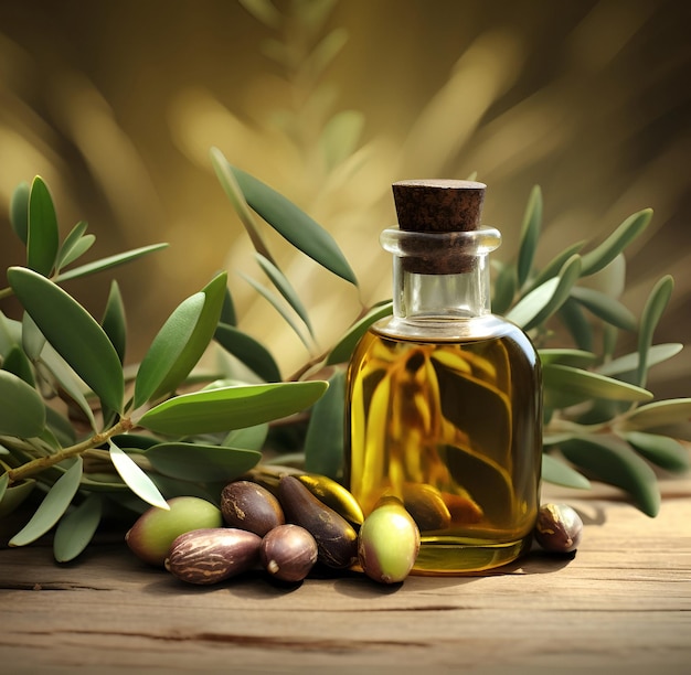 Aceite de jojoba con planta de jojoba