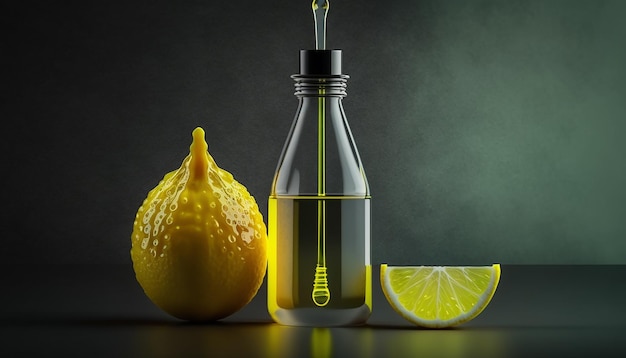Aceite de limón en un tarro transparente IA generativa