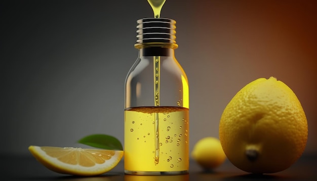 Aceite de limón en un tarro transparente IA generativa