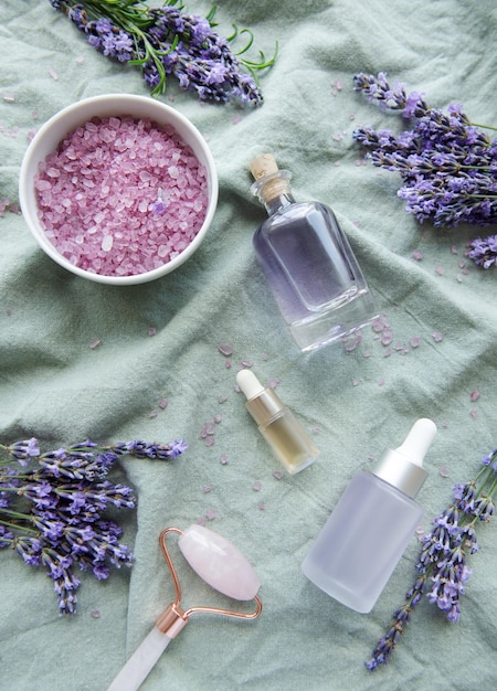 Aceite de masaje y sal de baño de lavanda de aromaterapia