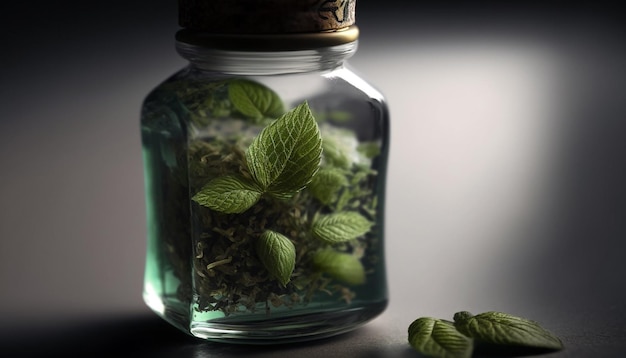 Aceite de menta en un frasco IA generativa