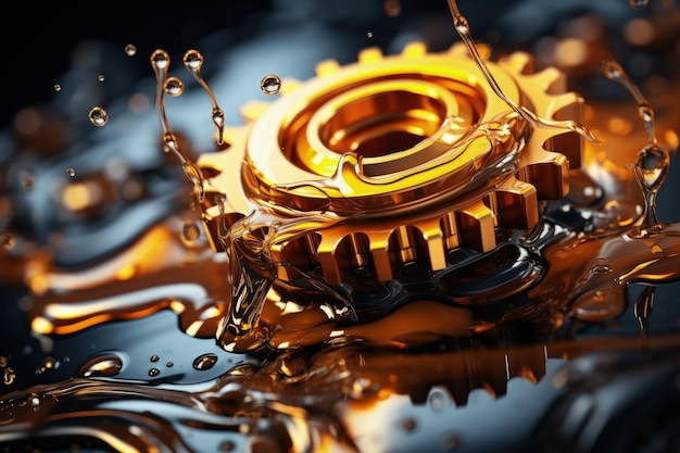 Aceite de motor en el mecanismo de un motor de automóvil cuidado para la durabilidad y eficiencia del motor de automóvil con aceite lubricante en la reparación Concepto de lubricar aceite de motor
